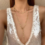Daiiibabyyy  Colorful Zircon Y-Shaped Necklace Fashionable Creative Long Style High-End Simple Sexy Chain Necklace Women's Party Jewelry