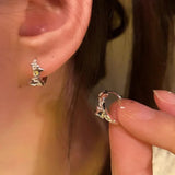 Daiiibabyyy  New Delicate Small Star Hoop Earrings for Girl Light Luxury Shiny Zircon Simple Design Female Accessories Trendy Earring Jewelry