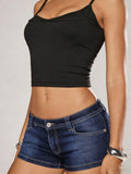 Daiiibabyyy  Summer Clothes Y2K Women Shorts Casual Mini Cotton Denim Shorts High Waist Light Wash Five Pocket Jean Shorts White Slim Fit
