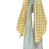 DAIIIBABYYY  -  Summer Lace Age-reducing Yellow Plaid Irregular Camisole Female Slimming High-street Personalized Tops Vest Female Clothes