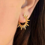 Daiiibabyyy Vintage Sunflower Round Hoop Earrings for Women Minimalist Exaggerate C-Shaped Metal Style Kpop Y2K Accessories Fashion Jewelry