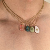 Daiiibabyyy  Natural Stone Inlaid With Gold Charm Pendants Summer coolness Necklace Stainless Steel Clavicle Chain Cool Fashion  Jewelry Gift
