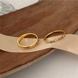 DAIIIBABYYY  -  INS Stainless Steel Rainbow Color Cubic Zircon Stone Finger Rings for Women Gold Color Waterproof Stars Ring Jewelry Gift