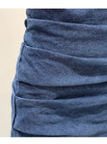 Daiiibabyyy  Women's Summer Blue Denim Short Dress High Waist Folding Strap Hip Wrapping Slimming Fit Mini Dresses 2025 New Style Fashion