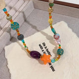 DAIIIBABYYY  -  Fashion Colorful Beaded Choker Necklaces for Women Exquisite Elegant Irregular Handmade Beads Clavicle Chain Necklaces Jewelry