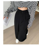 Daiiibabyyy  New Narrow Suit Mop Pants for Women Loose Solid Color Slim Straight Trousers Casual Elastic High Waist Wide Leg Pants Mujer