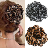 Daiiibabyyy  2/4-Piece Set of Stylish and Elegant Leopard Print Rose Red Hair Clips, Shark Clips for Back of the Head, Hair Accessories for Women, Suitable for Everyday Versatile Use