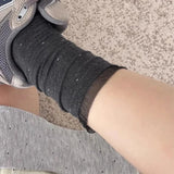 Daiiibabyyy  Fashion Women's Ballet Style Lace Edge Mid Tube Socks Spring Summer Sweat Absorbing Breathable Polka Dot Pattern Casual Socks