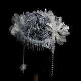 Daiiibabyyy  sweet bridal lace crystal fringed headgear wedding hair accessories