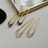 Daiiibabyyy  Retro Shell Enamel Hairpin Hair Jewelry for Women Temperament Stainless Steel U-shaped Hair Accessories Headwear Gift