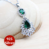 Daiiibabyyy 925 Sterling Silver Jewelry Sets For Women Green Zircon Bracelets Earrings Rings Pendant Wedding Necklace