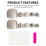 Daiiibabyyy  10pcs Korean Style Simple False Toenails Black Bowknots Wave Point Pattern Press On Toe Nails Glossy Cat's Eye Fake Toenails