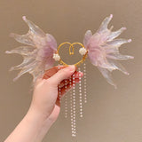 Daiiibabyyy  Exquisite Pearl Butterfly Tassel Ear Hook for Women Sweet Metal Irregular Wing Ear Clip Earrings Wedding Jewelry Accessories