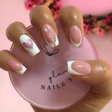 Daiiibabyyy  24pcs Nail Tips Ballerina Long Valentine's Day French Love Heart Fake Nails