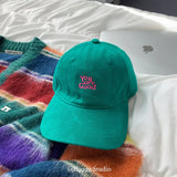 Daiiibabyyy  Korean  ins green soft top baseball cap for women, autumn and winter Japanese fashion versatile letter embroidered duckbill cap