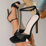 Daiiibabyyy  Summer Fashion Crystal Diamond  Sandals Women Buckle Strap Stiletto Thin Heels Female Shoes Party Dress Pumps