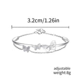 Daiiibabyyy  Minimalist Double Layer Butterfly Bracelet for Women Exquisite Silver Color Butterfly Bracelet Aesthetic Party Jewelry Gifts