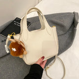 Daiiibabyyy  Stylish Handbag, Unique Bucket Classic Shopping Tote Bag, Soft PU Litchi Pattern Basket Women Shoulder Bag with Cute Pendants