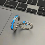 DAIIIBABYYY  -  1Pair Glow In Dark Luminous Blue Green Light Star Ring Fluorescent Heart Ring Women Men Couples Finger Rings Jewelry Adjustable