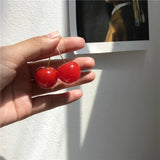 Daiiibabyyy Earring Accessories for Women Red Cherry Earrings for Women Fruit Statement Dangle Earring Wedding Party Korean Jewelry Gift