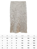 DAIIIBABYYY  -   Texture Long Silver Skirt For Women  Summer Metallic High Fashion A Line Glitter Slit Midi Skirt Designer Clothes