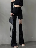 DAIIIBABYYY  -  Hollow Out Y2K Flare Pants Women High Waist Slim Streetwear Black Trousers Vintage Removable Female Harajuku Design Pants