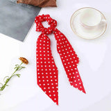 Daiiibabyyy  Fashion Dots Scrunchies Long Hair Rope Korean Hair Ties for Women Ponytail Scarf Sweet Elastic Hair Band Hair Accessories