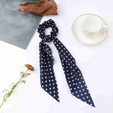 Daiiibabyyy  Fashion Dots Scrunchies Long Hair Rope Korean Hair Ties for Women Ponytail Scarf Sweet Elastic Hair Band Hair Accessories