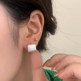 Daiiibabyyy  Silver Gold Plated Square Hoop Earrings for Women Vintage Geometric Fashion Jewelry Minimalist Accessories
