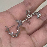 Daiiibabyyy  Silver Zircon Butterfly Winding Stud Earrings for Women Cute Insect Fashion Jewelry Light Luxury Accessories