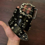 Daiiibabyyy  Retro Fashion PU Leather Rivet Belt for Men Spicy Girl Studs Y2K Belt Black White Metal Men Waistband Belt Jeans Accessories
