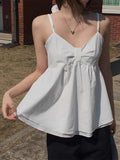 DAIIIBABYYY  -  French Sweet Temperament Bow Double Hem Small Suspender Women Summer New Gentle Loose Vest Sleeveless Top