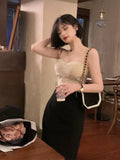 DAIIIBABYYY  -  Spaghetti Strap Sexy Bodycon Midi Dress for Women Summer Elegant Luxury Corset Ruched Slim Party Evening Vestidos
