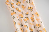 Daiiibabyyy  Vintage French Summer Orange Lemon Print Bandage Spaghetti Strap Midi Dress Women Hem Slit Bow Lacing Up Sling Dresses Vestido