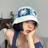 Daiiibabyyy  women's Knitted Hats Korean Flower Kawaii Sweet Cute Fashionable Simple Versatile Bucket Hats High Quality Bucket Hats For Girl