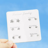 DAIIIBABYYY  -   2024 Creative Week Stud Earrings Set for Women Heart Pearl Rhinestone Earring Korean Fashion Party Jewelry Wholesale