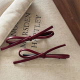 DAIIIBABYYY  -  Ankola red hairpin leather bow duckbill clip red side clip bangs hairpin hair accessories