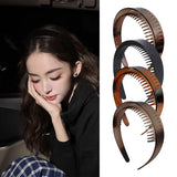 Daiiibabyyy  Leopard Print Wide Tooth Hair Headband Teeth for Women Non Slip Resin Hair Hoop Styling Hair Accessories for Thick Thin Hair