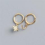 Daiiibabyyy  Retro Classic Black Enamel Star Drop Dangle Earrings for Women Cute Five-pointed Star Stainless Steel Hoop Earrings Jewelry Gift