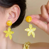 Daiiibabyyy  Trendy Summer Dopamine Colorful Acrylic Starfish Dangle Earrings for Women Summer Ocean Beach Vacation Jewelry Accessories Gifts
