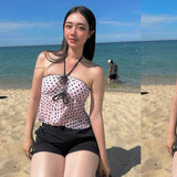 Daiiibabyyy  Women's Bikini Swimwear  Partially Covered Design Polka Dot Pattern Vacation Thermal Spring Bathing Suit