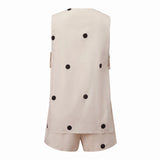 Daiiibabyyy  Women's 2 Piece Shorts Outfits Sleeveless V Neck Dot Print Button Up Tank Tops Shorts Sets