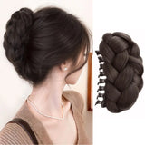 Daiiibabyyy  New Synthetic Hair Bun Claw Clip Fluffy Brown Wig Hair Clip Natural Black Hairpiece Hair Accessories
