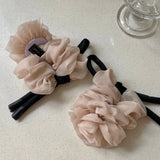 Daiiibabyyy  1PC Influencer Same Style Elegant Chiffon Flower Hair Tie For Women Sweet Large Flower Ponytail Holder Hair Accessories