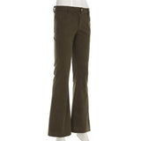 DAIIIBABYYY  -  Retro Corduroy Low Rise Pants y2k Streetwear Solid Slim-fitting Flared Pants for Women Korean Fashion Trousers Aesthetic