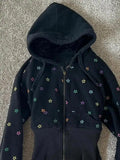 Daiiibabyyy  American Retro Spicy Girl Vintage Early Taste Dopamine Star Full Print Spring Autumn Hooded Long Sleeved Short Jacket