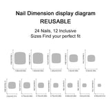 DAIIIBABYYY  -  24pcs Shiny French Fake Toenail Glitter Rhinestone Butterfly Flower Design False Toenails Summer Ins Simple Press on Toenails