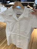 Daiiibabyyy Women White Lace Slim Blouse T Shirt 2024 Summer Cotton Turn-down Collar Short Sleeve Tees Solid Simple Sweet Tops Y2K Clothes