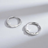 Daiiibabyyy  2Pcs Sun Moon Lover Couple Rings For Women Men Silver Color Adjustable Open Finger Ring Wedding Jewelry Valentine's Day Gifts