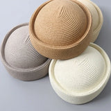 Daiiibabyyy  100% Natural Rice Herb Box Hat Unisex Japanese Summer Sun Protection Sailor Hat American Retro Beach Round Beret